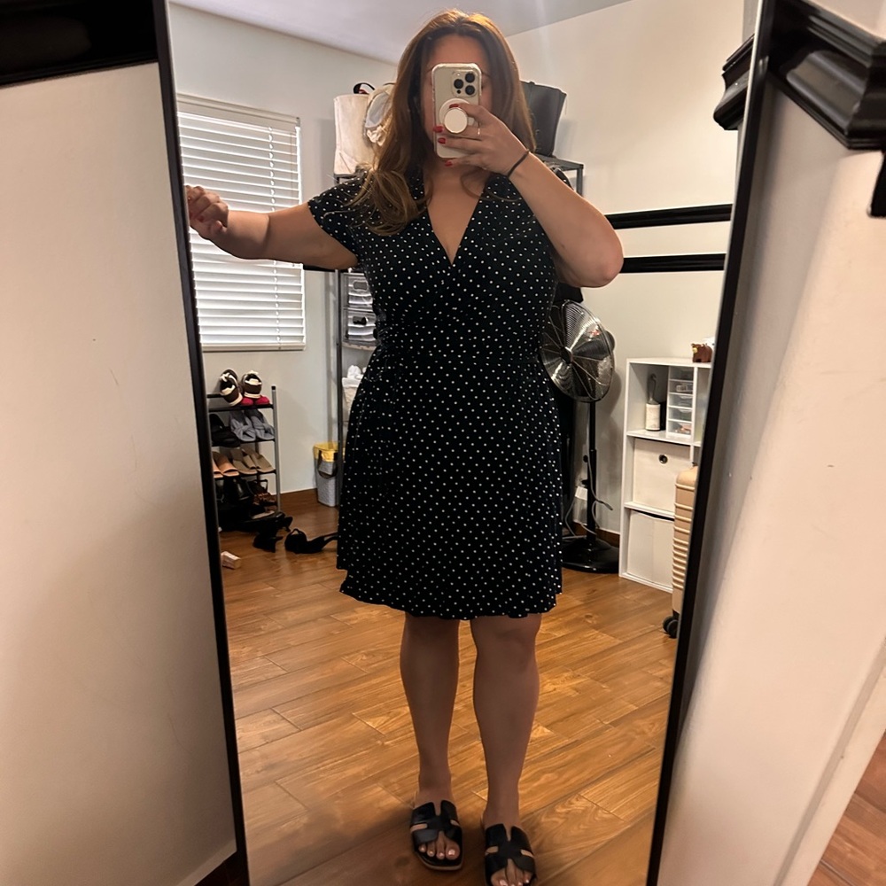 Black Polka Dot Wrap Dress